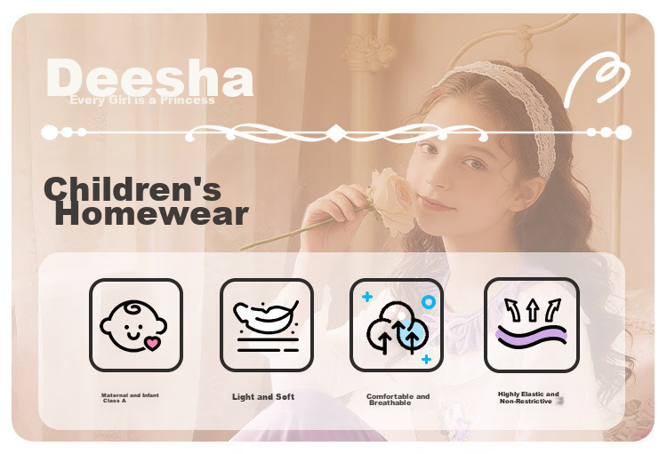 DEESHA Girls' Short-Sleeve Pajama Set, Children's Loungewear And Sleepwear 1
