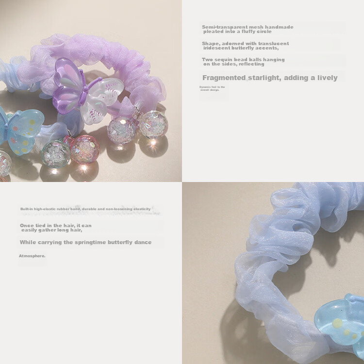 CHIMERA 4-Piece Candy-Colored Hair Ties for Children, Durable Hair Bands for Bun Hairstyles, Hair Accessories for Girls, Mid-Autumn Festival Gift 5