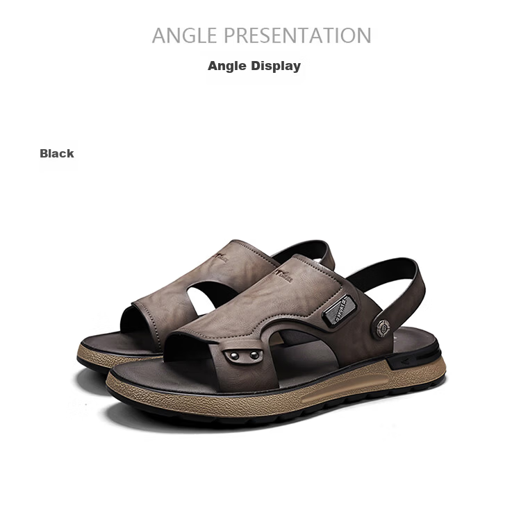 Bull Family Leather Sandals Summer New Thick Sole Dual-Use Slippers Men's Soft Sole Beach Shoes Versatile Driving Commuting Shoes 20