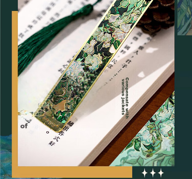 TaTanice Metal Bookmark, Graduation Season Gift, Chinese Style Creative Floral Notepad, High-Quality Hollow Bookmark, Birthday Gift, Back-To Graduation - Water-Rich Prosperity 6