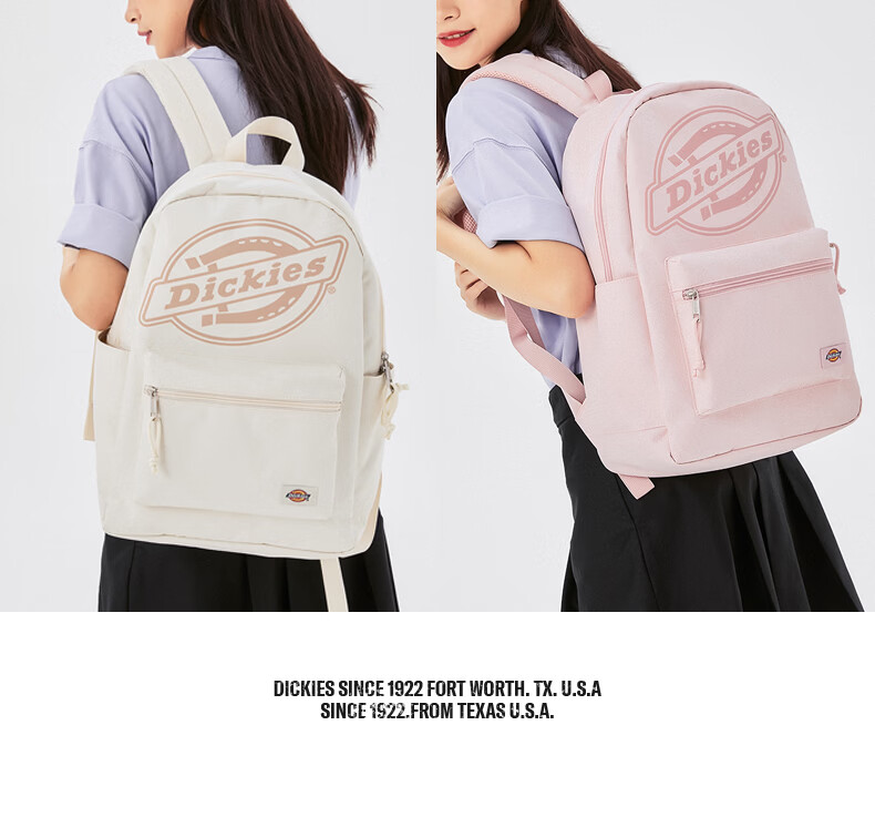 Dickies Backpack, Large Capacity Travel Bag for Women, Laptop Bag, Schoolbag for Female College Students And Middle School Students, Stylish Youth Pink 18