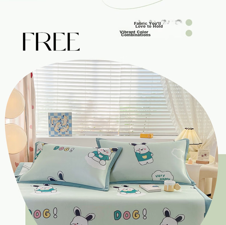 Hongdou Class A Printed Summer Cooling Ice Silk Pillowcase Pair Home Cooling Pillow Cover 48*74cm Blue 3