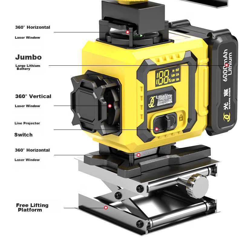Guangchen 8-Line Infrared Level High-Precision Strong Light Auto-Leveling Laser Level Outdoor Daylight Fine Line 38