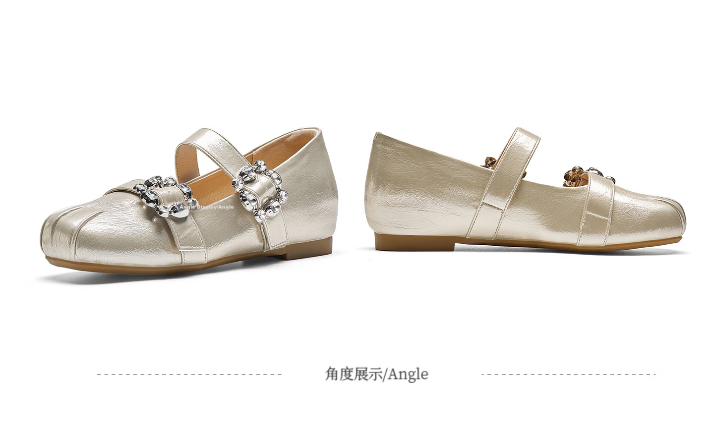 Josiny Women's Internal Height Increasing Mary Jane Shoes 2026 Summer New Shallow Thick Sole Leather Shoes with Skirt Champagne Gold Size 37 21