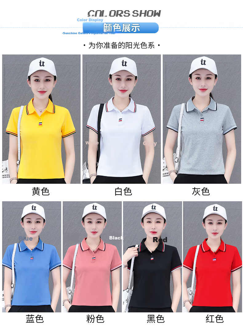 Woodpecker Women's Polo Shirt Short Sleeve T-Shirt Summer New Pure Cotton Regular Shoulder Turn-down Collar Casual Plus Size Slim Fit Top Gray M 10