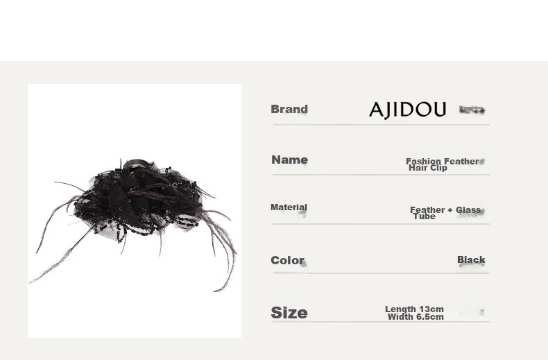 AJIDOU Large Hair Claw Clip Women's Fashion Feather Hair Accessory Elegant Headpiece Gift Birthday 6