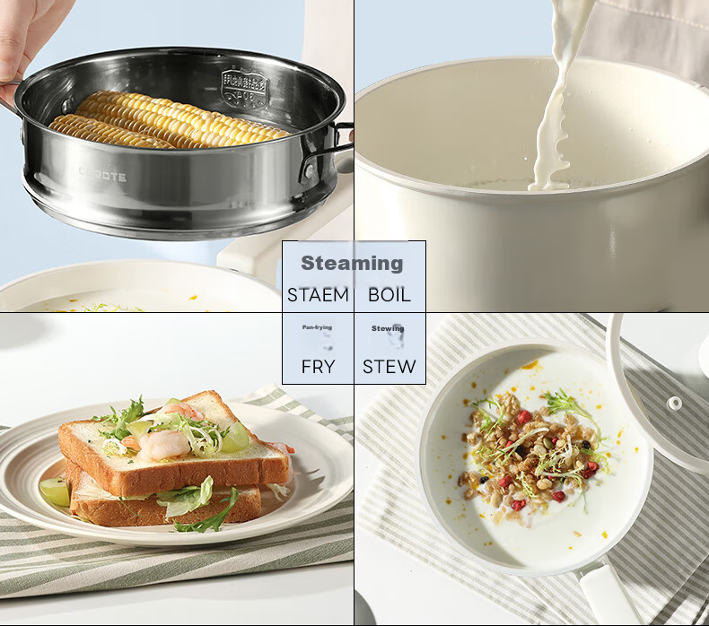 Carote Non-Stick Titanium Ceramic Milk Pot Baby Food Lightweight Small Pan 20cm Multi-Function Stew and Soup Pot for Home Use 9