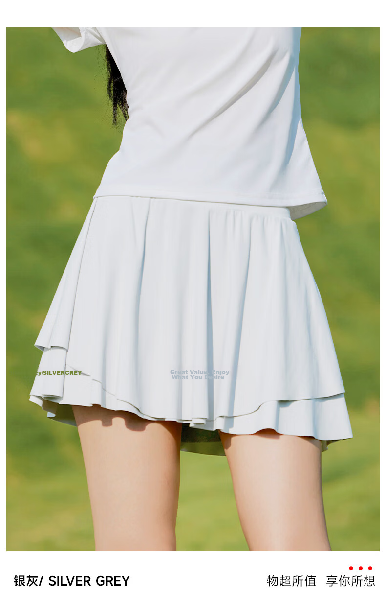 Baleno Women's Tennis Skirt Sports Skort 2026 Summer New Cooling Breathable High-Waist A-Line Anti-Exposure Sun Protection Skirt K 13