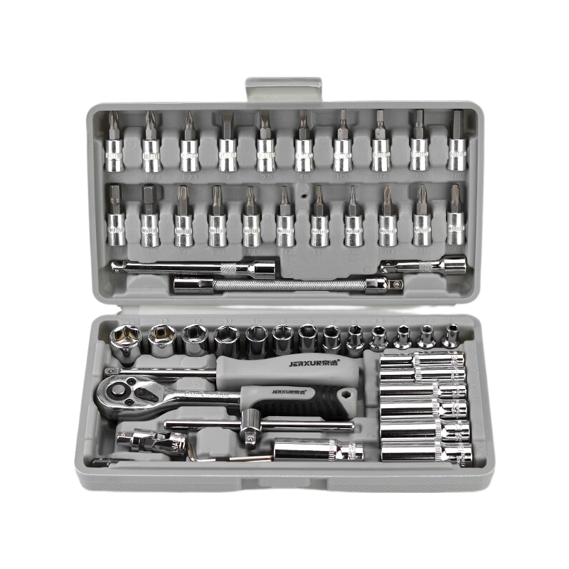 JERXUN 53-Piece Socket Wrench Auto Repair Tool Kit Ratchet Motorcycle Road Quick Set Wrench Torque Screwdriver