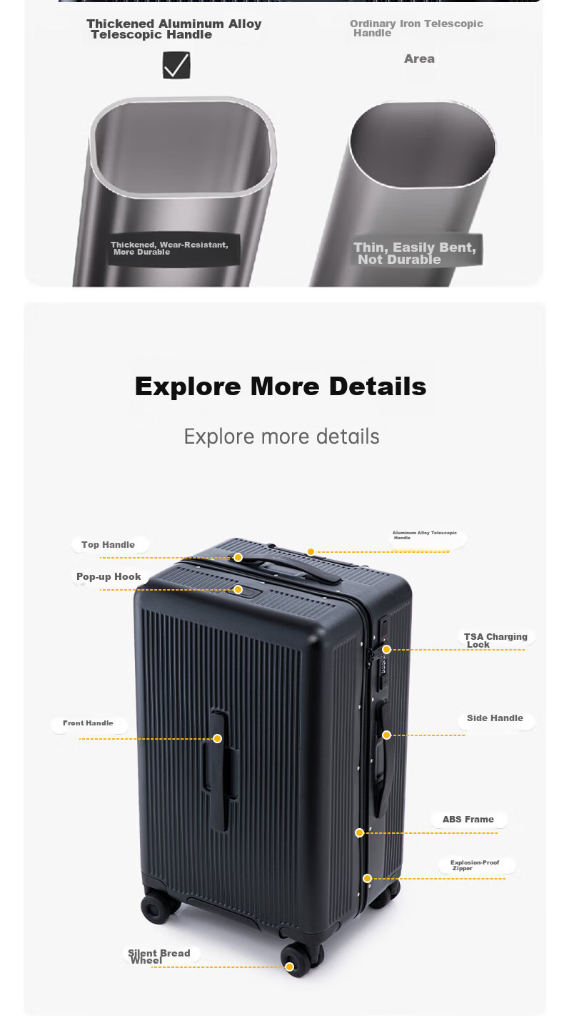 JEEP Hard Frame Luggage Carry-On Suitcase Travel Bag Unisex Zipper Large Capacity 26-inch Password Lock Night Black 15