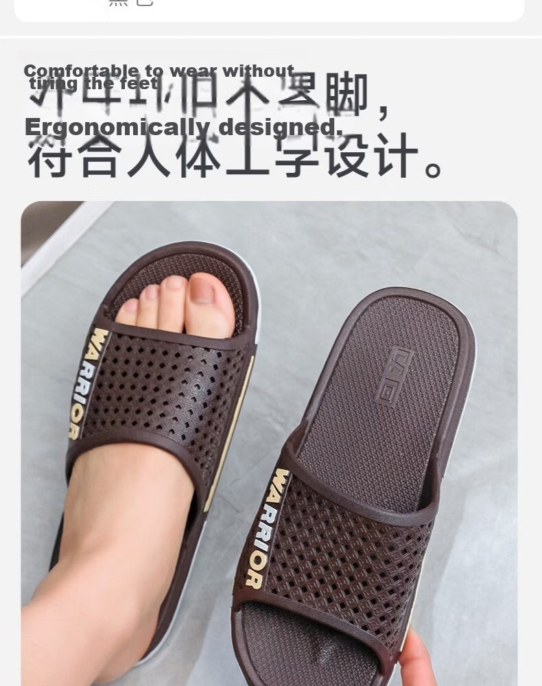 Warrior Men's Slippers Home Use Shower Non-Slip Bathroom Indoor Outdoor Silent Cool Slippers HL3C33 Black Size 43 8