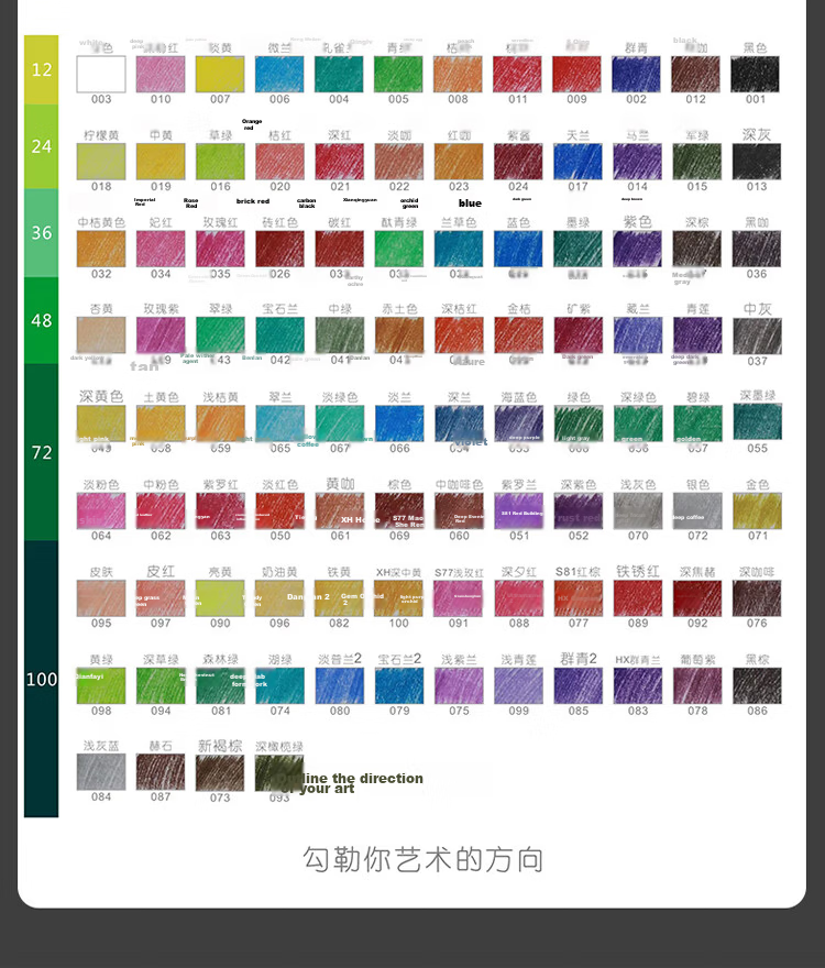 NYONI 24-Color Charcoal Pencils, Colored Sketch Pencils for Art Students, Portrait Drawing for Beginners, Quick Sketching, Student Joint Exam Art Test Professional Tools N2830 16