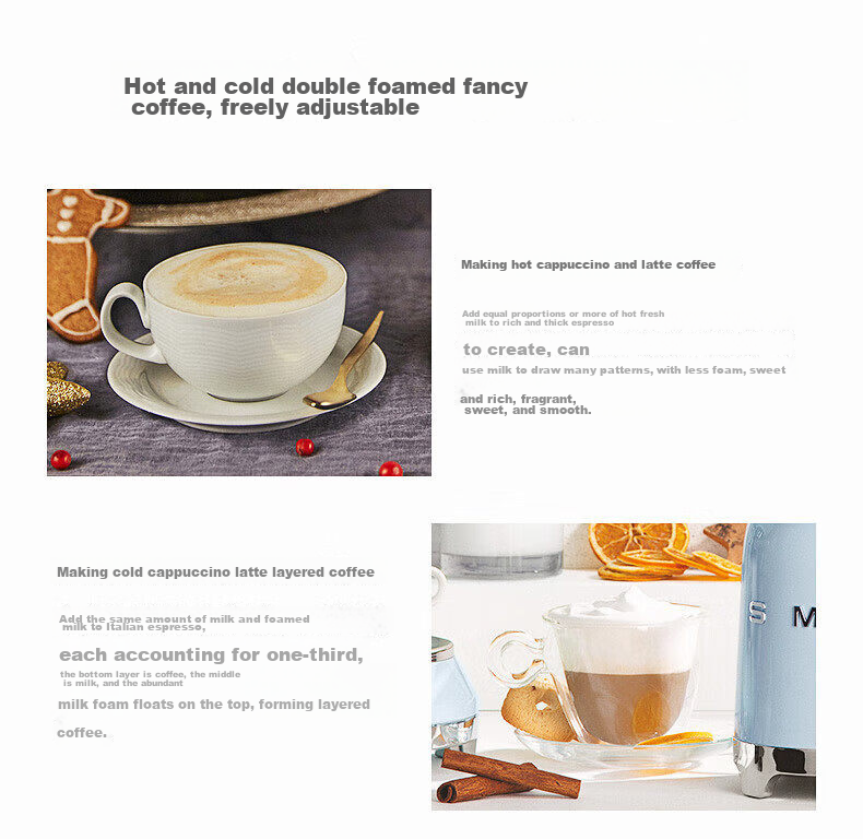 SMEG Fully Automatic Milk Frother Retro Hot and Cold Dual-Use Electric Large Capacity Coffee Milk Frother Hot Milk Hot Cocoa MFF11 Birthday Gift JD Self-operated 8