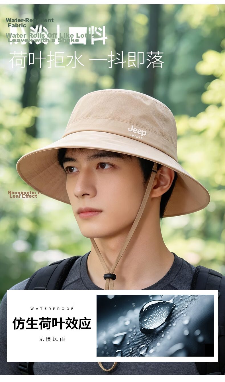 JEEP SPIRIT Women's Sunshade Bucket Hat Summer UV Protection Outdoor Hiking Sun Hat Men YF2501 Navy Blue 11