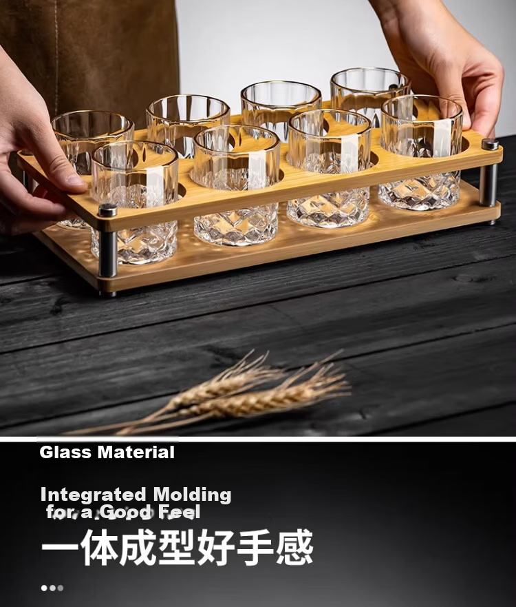 PINYU White Wine Glass Home Glass Shot Glass Premium Liquor Glass Gold Trim 8