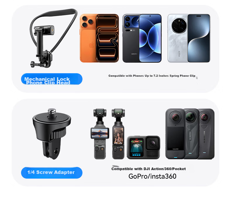 BIAZE Neck Hanging Phone Holder Sports Camera Shooting Live Streaming Mount First-Person Chest Vlog Cycling Phone Mount Compatible with DJI Action 6/5 Pro/Pocket 4 11