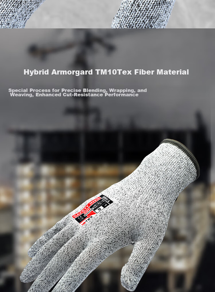 SAFETY-INXS Cut Resistant Gloves, Level 5 Anti-Cutting Work Gloves, Nitrile Anti-Slip Puncture Resistant, Fish Cleaning Outdoor Bite Protection, B-5032 5