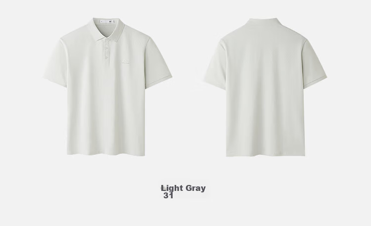 HLA Short Sleeve Polo Shirt Men 26 Mountain Not High Series Summer 190/108A Light Gray 26