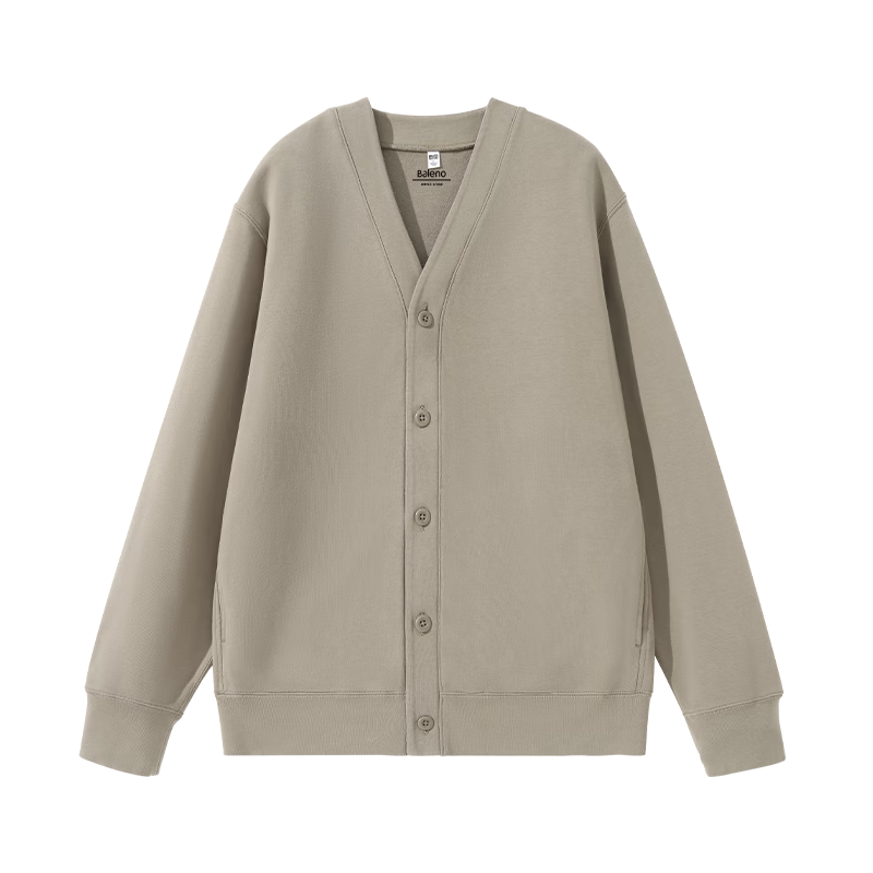 Baleno Cardigan Jacket for Men, Spring And Autumn Style, Solid Color Button-Up Versatile Men's Top, Casual Trendy Heavyweight 320G Cotton Outerwear