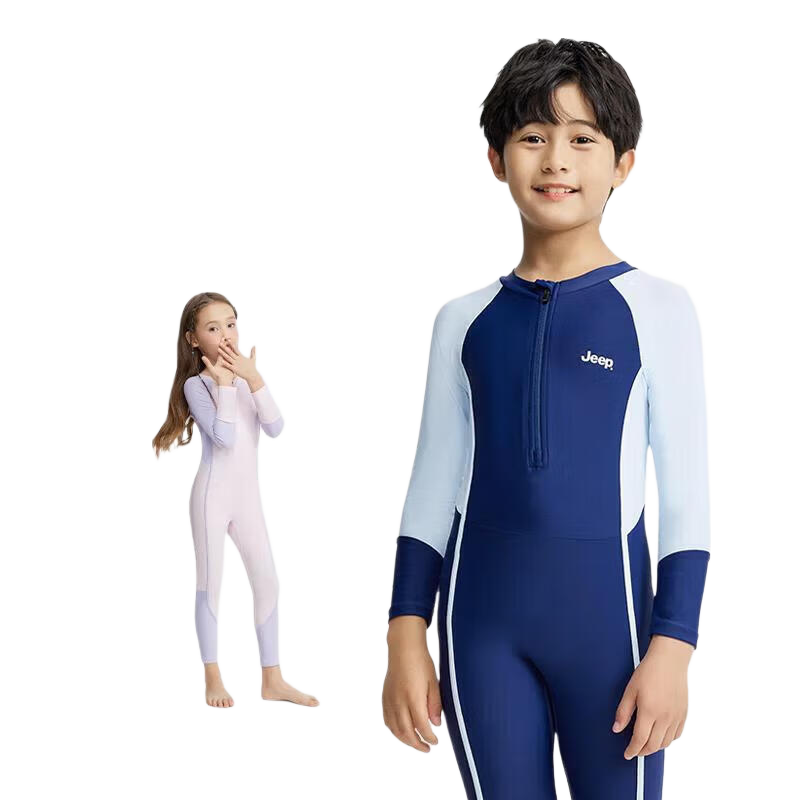 Jeep Children's Swimsuit for Boys And Girls, One-Piece Professional Quick-Dry Surfing Swimwear for Older Kids, Navy Blue, Size 160