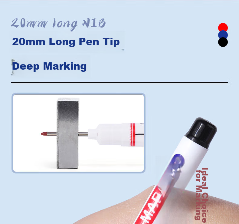 DiLe Long-Tip Marker Pen, Oil-Based Line Marker, Specially Designed for Tiles And Carpentry, Construction Site Use, Extended Deep Hole, Fine Line Drawing, Waterproof And Oil-Resistant Marking Pen, XN-317 Mixed Colors, Pack of 6 4