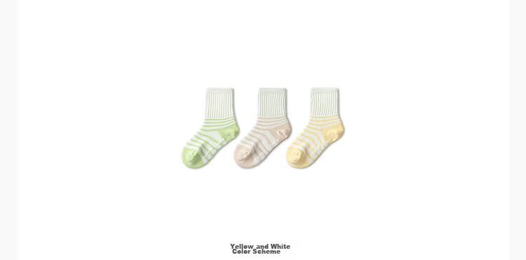 Balabala [balaOne] Children's Socks Spring and Autumn Boys and Girls Cotton Striped Mid-Calf Cute Socks 3-Pack 14