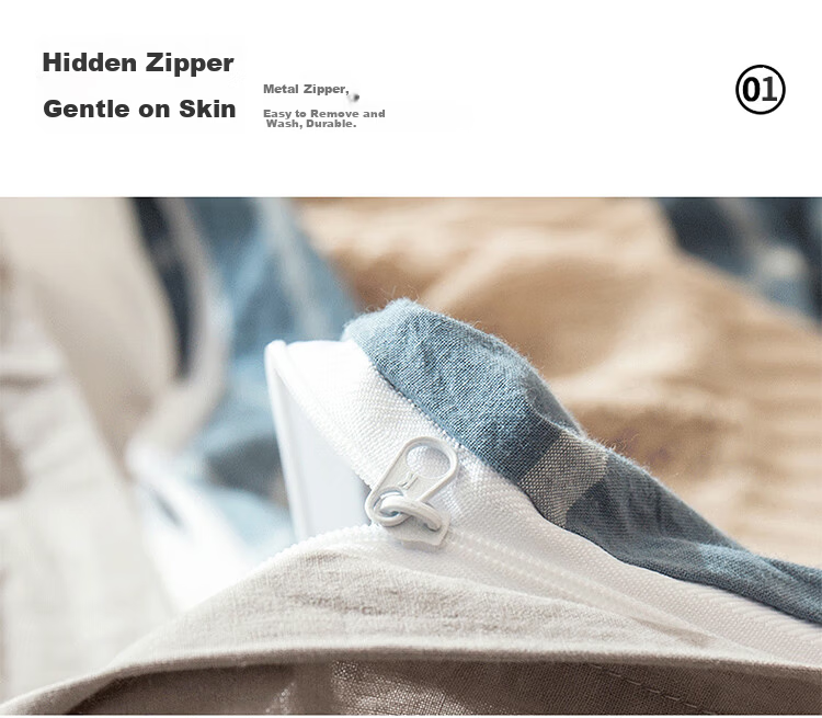 MUJI Workshop Fabric A-Class Brushed Cotton Duvet Cover 180x220cm Single Breathable Double Quilt Cover Coffee Plaid 7