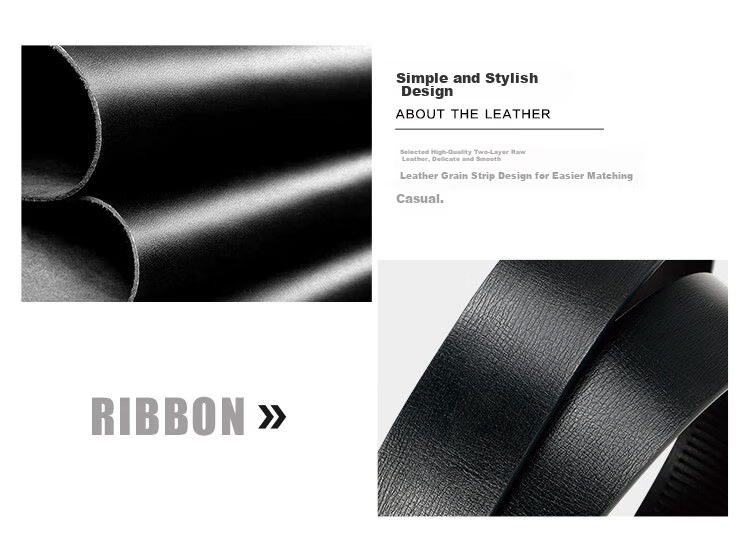 COW Leather Belt Men's Toothless Automatic Buckle Cowhide Gift Box Belt Simple Youth Business Casual Versatile Pants Belt 666H 9