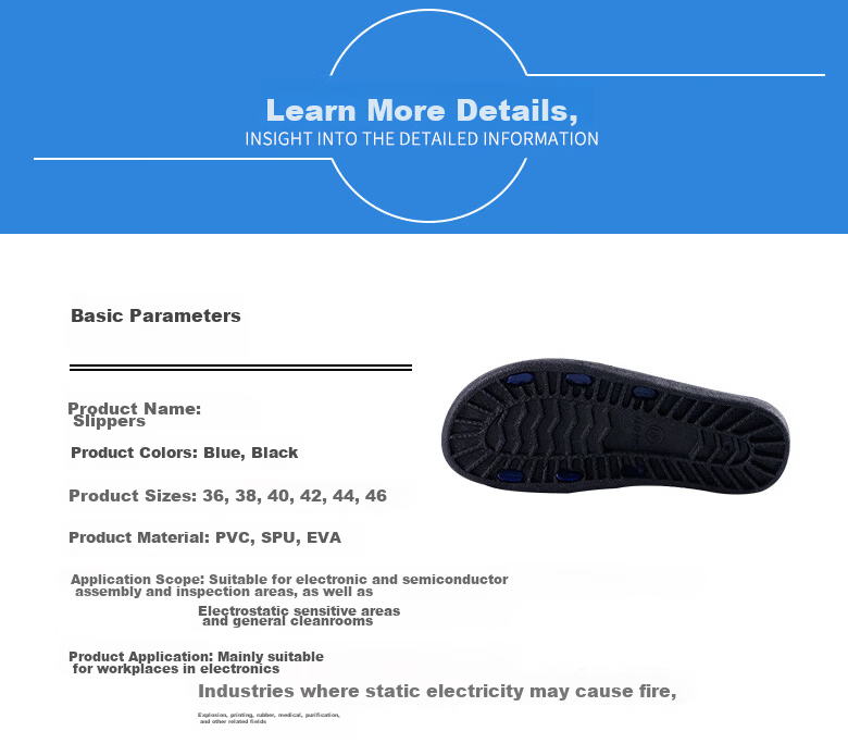Laobaojia SPU Anti-Static Shoes Cleanroom Dust-Free Shoes Dustproof Non-Slip Durable Black Cross Pattern Size 36 6