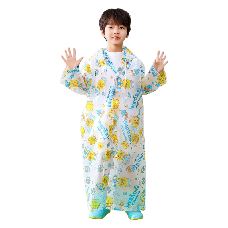 AIKANGNI Children's Raincoat for Ages 6-12, Disposable Thickened Heavy Rain Protection, Full Body Student Protection, Portable, Stylish Little Yellow Duck Desig