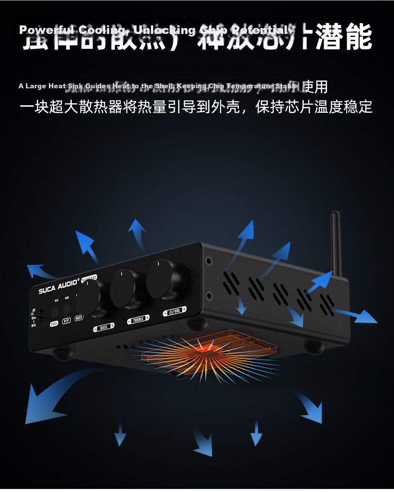 SUCA AUDIO Shengyouchuang 99E PRO High Power Bluetooth 5.2 Digital USB Lossless Playback Compact Home Amplifier 6