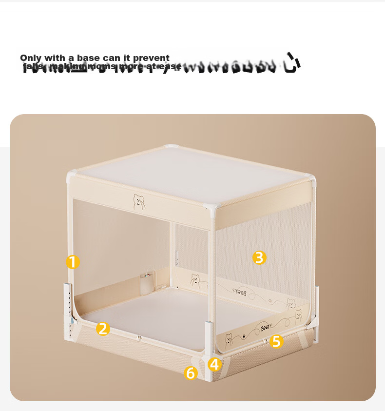 Lanwuxian Class A Household Dormitory Baby Fall Prevention Mosquito Net Fence, Three-Door Opening, 2.0*2.2 Meters 4