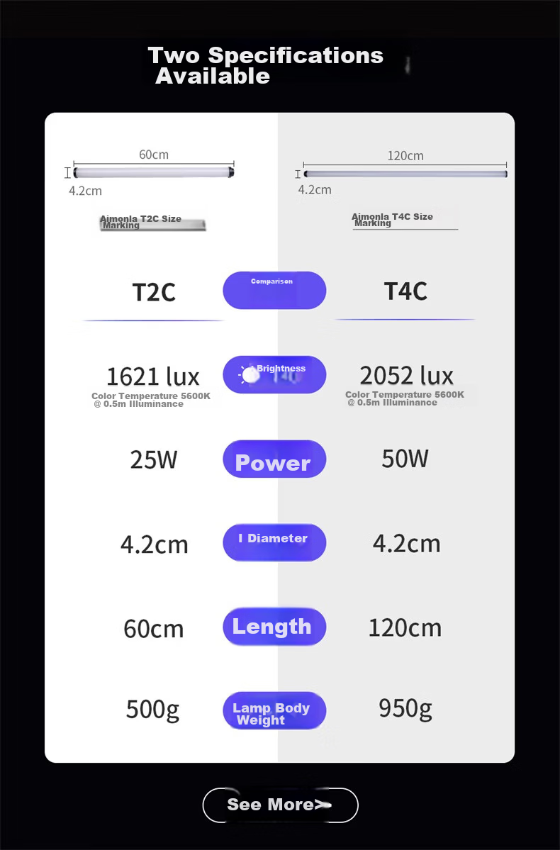 AMARAN Aputure T2c Handheld LED Fill Light Stick Outdoor Portable RGB Full-Color Stick Light for Live Streaming Photography Soft Ambient Light 4
