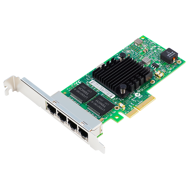 FLYBISH PCIe X4 Gigabit Four-Port Server Network Card, Intel I350AM4 Chip, I350-T4 Electrical Port, Machine Vision Industrial Camera Automatio