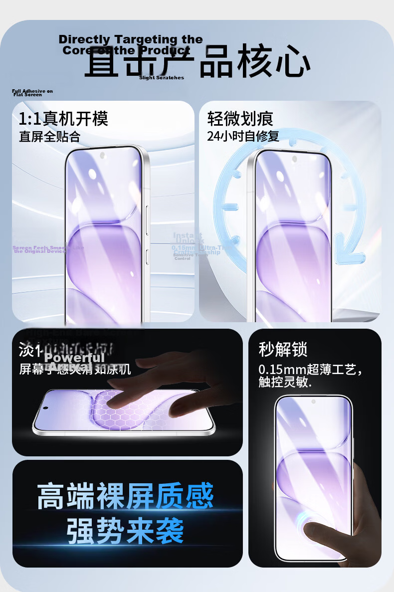 Langling [2-Pack Original Sensation Film] Compatible with Honor 600/600 Pro Screen Protector Honor 600 Super Edition/Vitality Edition Full Glue Hydrogel Film Non-Tempered Soft Clear Bubble-Free 2