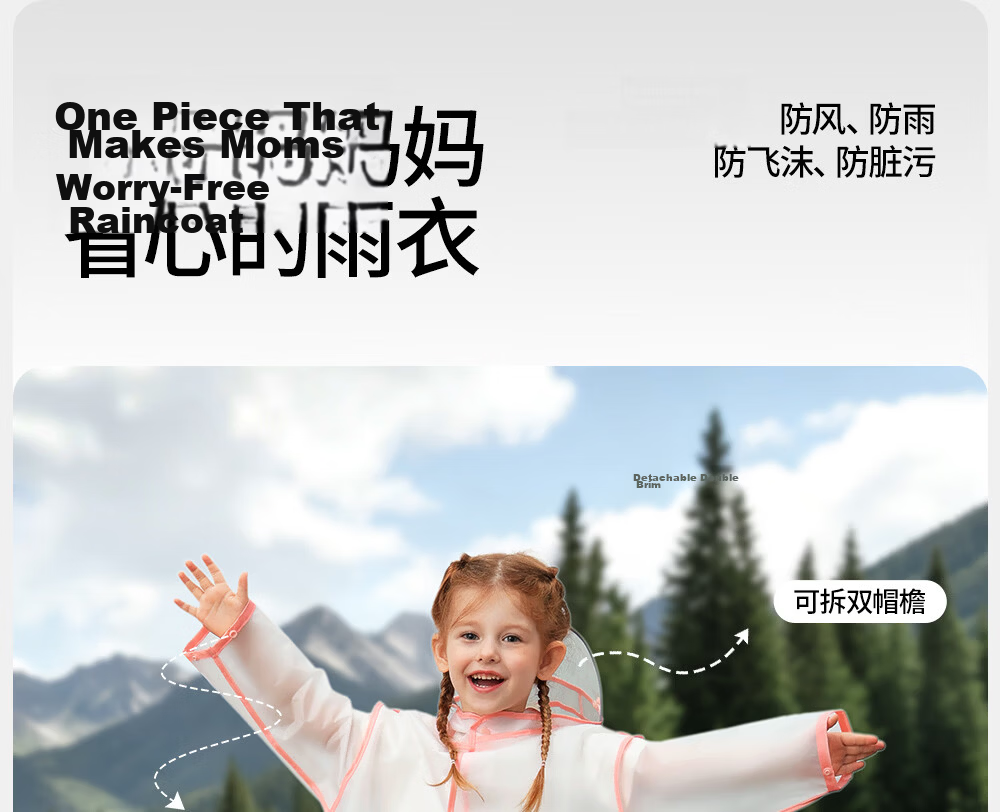 Betis Kids Raincoat Boys Girls Waterproof Rainwear Kindergarten Primary School Student Rain Poncho 3