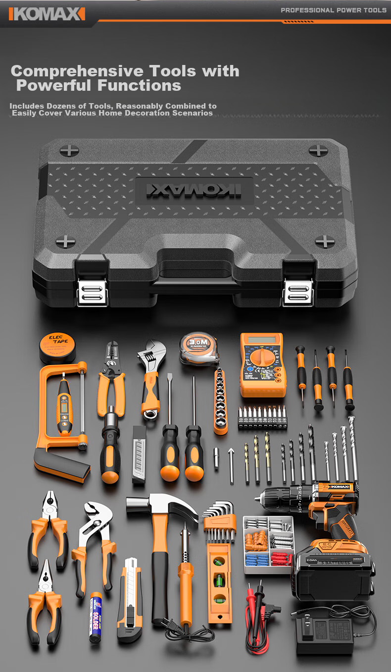 Commax Brushless Cordless Electric Screwdriver Drill Home Lithium Battery Drill Tool Kit Complete Set for Electricians and Woodworkers Maintenance 12