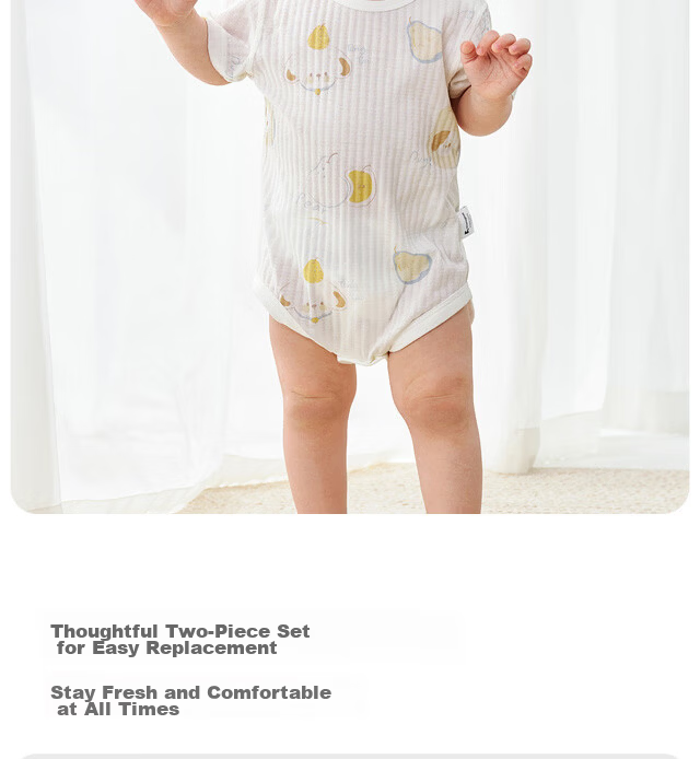 TONGTAI Baby Short-Sleeve Bodysuit, Summer Pure Cotton Infant Romper, Newborn Triangle Onesie, Crawling Suit, Pajamas 12
