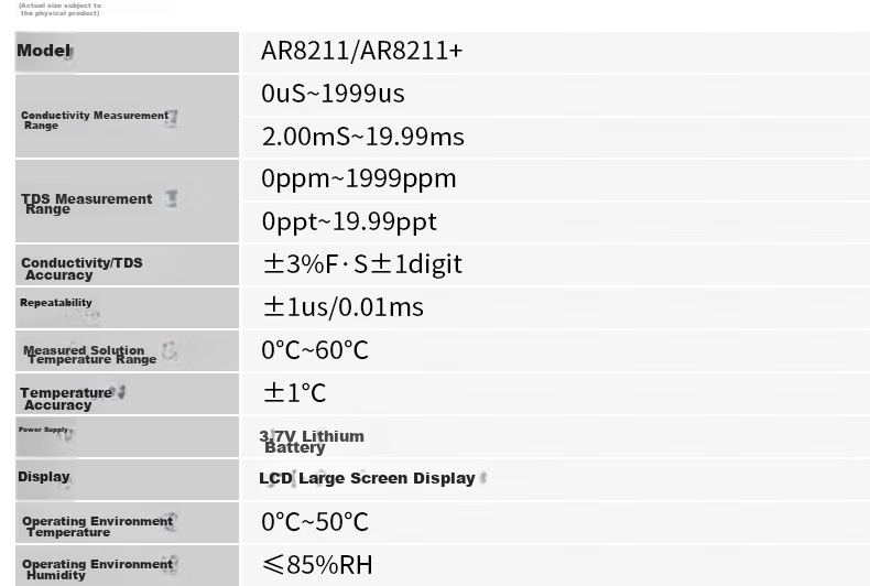 Xima AR8011 Conductivity Test Pen, Water Quality EC Detector, TDS Meter, Pen Conductivity Tester 14