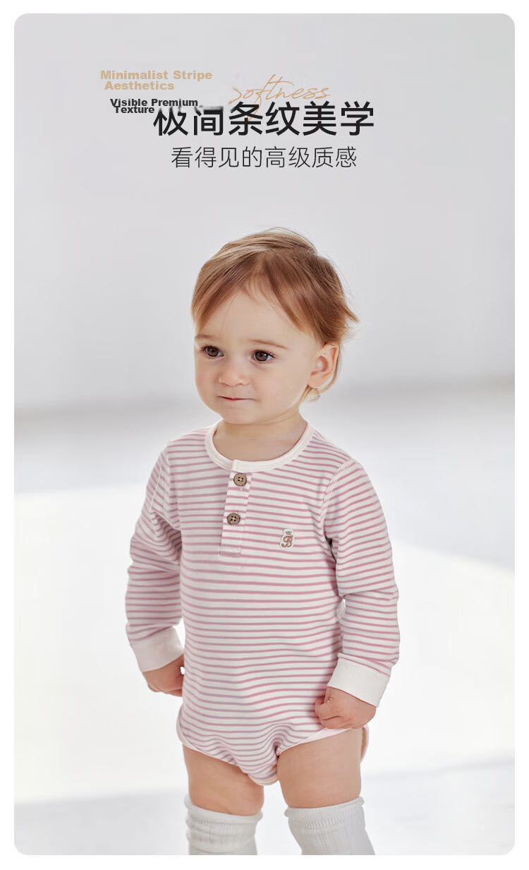 Babylove Baby Long Sleeve Cotton Bodysuit Spring Autumn Unisex Striped Romper Pajamas 2