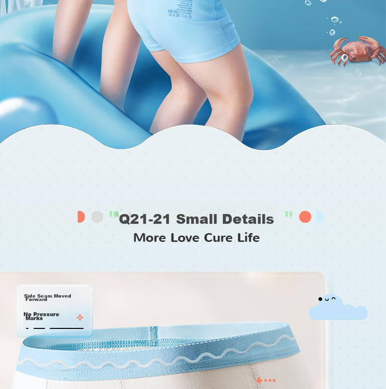 Q21 Girls' Cotton Underwear, Class A Cotton Sponge Purifying Shorts, Boxer Briefs, Antibacterial Underwear, 3-Pack, 120cm 17