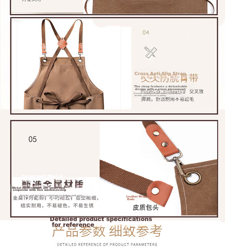 Pinzhide Fashion Canvas Apron Denim Oil-Resistant Dustproof Waterproof Kitchen Restaurant Waist Apron Thickened Wear-Resistant Workwear Gray 7