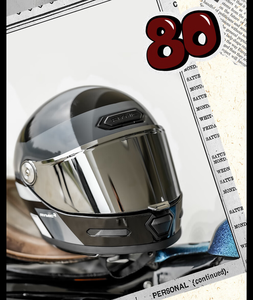 RYMIC Vintage Motorcycle Full Face Helmet 3C Certified Unisex Riding Helmet Four Seasons V80 Milk Tea Color Daydream L 5