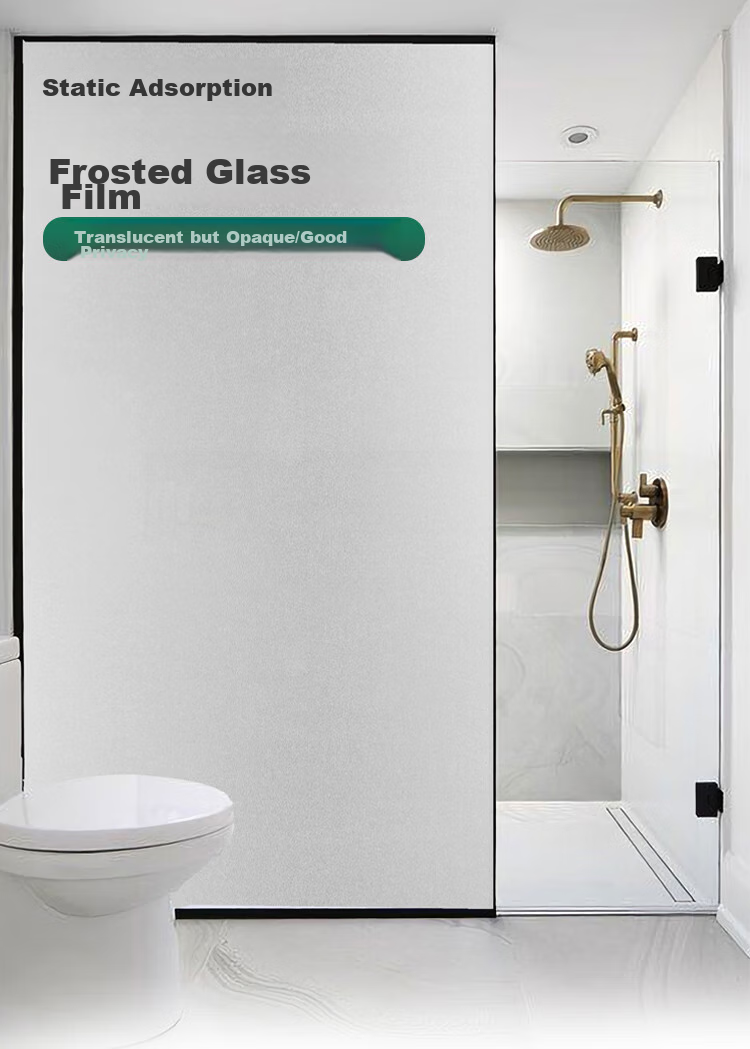 Qinghua Static Cling Frosted Glass Film, Window Privacy Film, Bathroom Glass Privacy Sticker, Opaque, 90*200cm 2