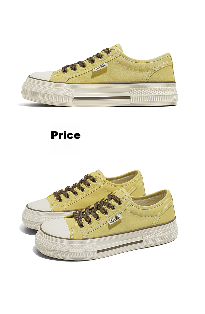 Renben Official Thick Sole Black Brown Canvas Shoes Women 2026 Spring Couple Sneakers Black Brown Size 39 (Women) 19
