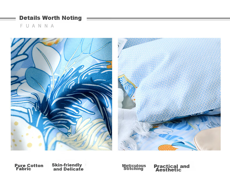 Fuanna Single Cotton Duvet Cover 100% Pure Cotton Skin-friendly Printed Duvet Cover Single/Double 203*229cm 8