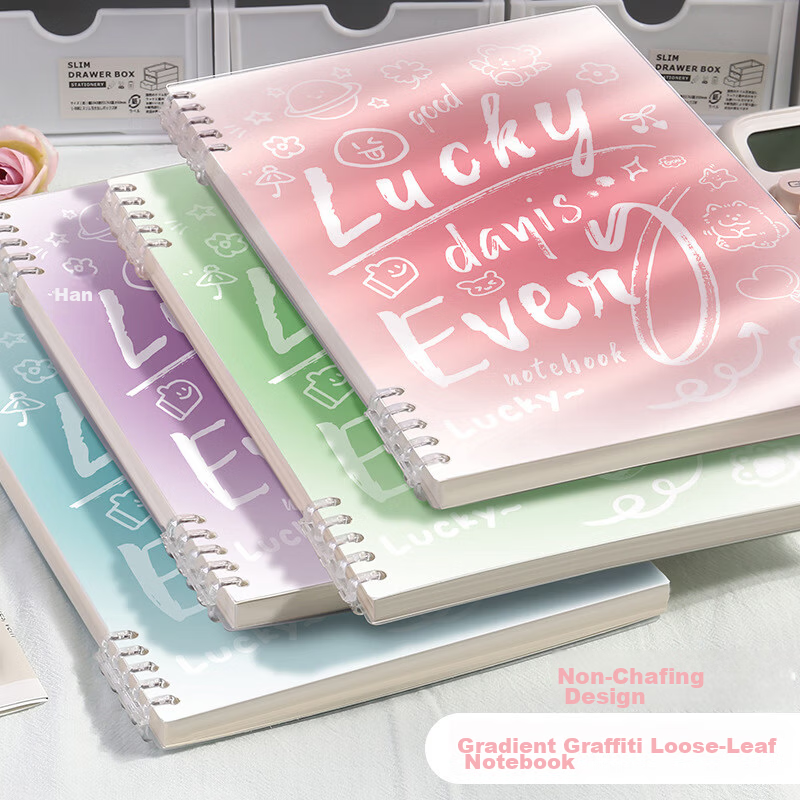 Ichimaru Ka Square Grid Loose-Leaf Notebook Study Notebook for Middle and High School Students Detachable 360-Degree Rotatable Student Error Correction Journal 660-Wine Red 4