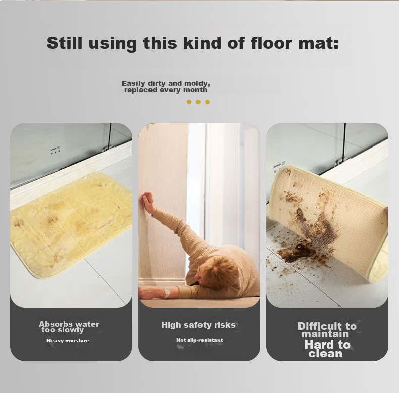 Aijiepu Bathroom Mat Non-Slip Quick-Dry Water Absorbent Door Mat Home Entrance Rug 40*60cm 3