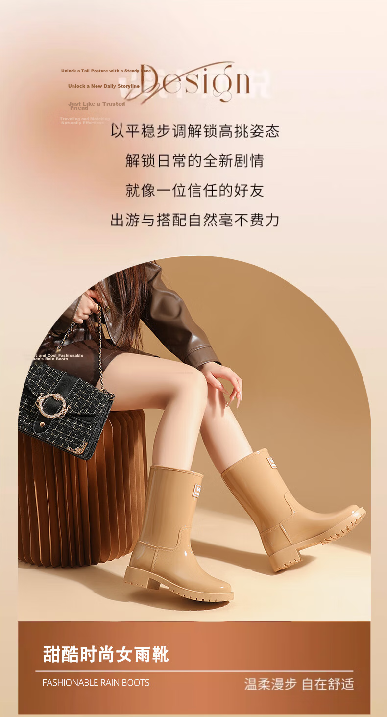 Warrior Women's Mid-Calf Waterproof Non-Slip Outdoor Rain Boots Fashion Short Durable Rain Shoes Size 37 3