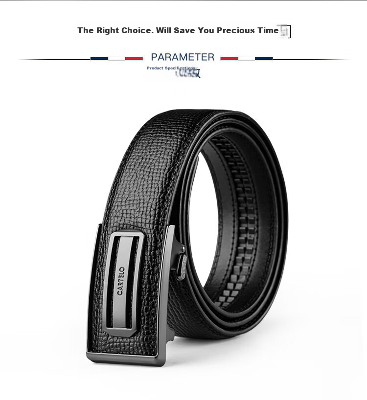 CARTELO Men's Genuine Leather Belt Automatic Buckle First Layer Cowhide Casual Gift for Boyfriend 5
